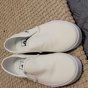 Size 7.5 white slip on Vans